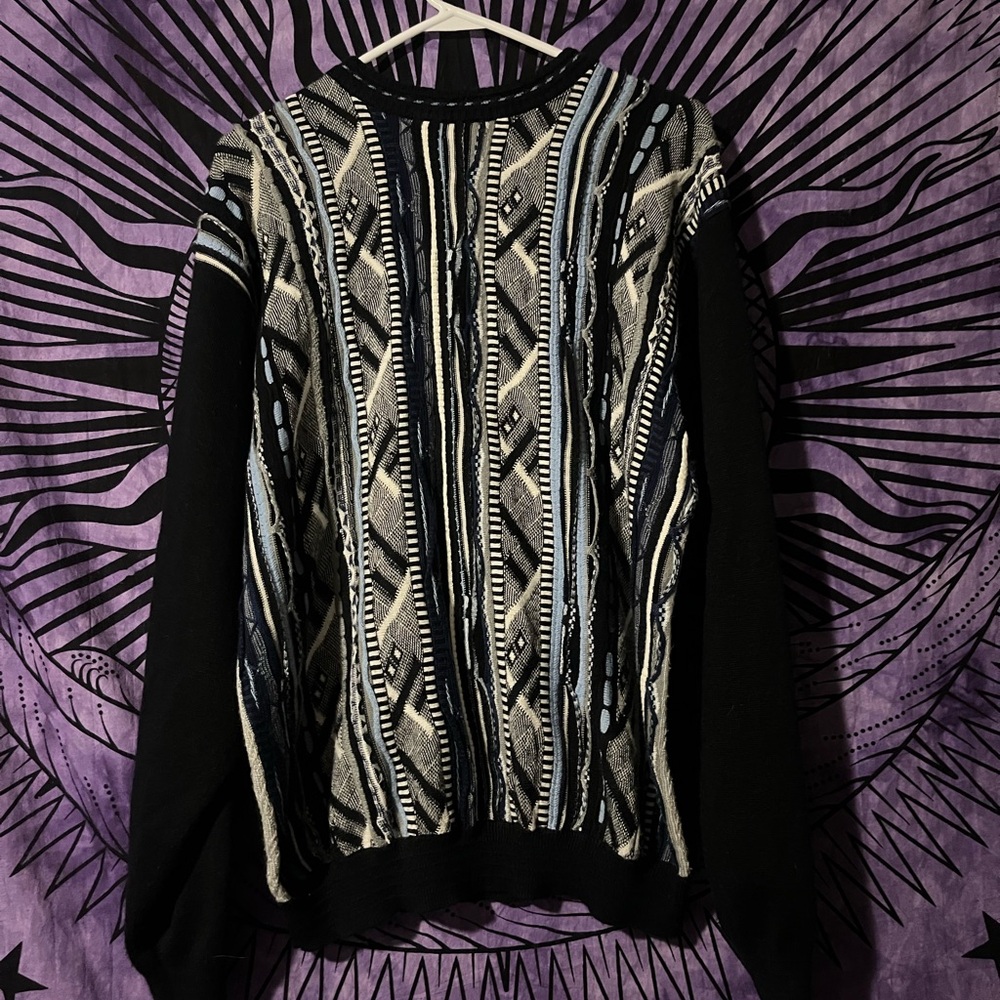 Vintage Style Black and Blue Sweater